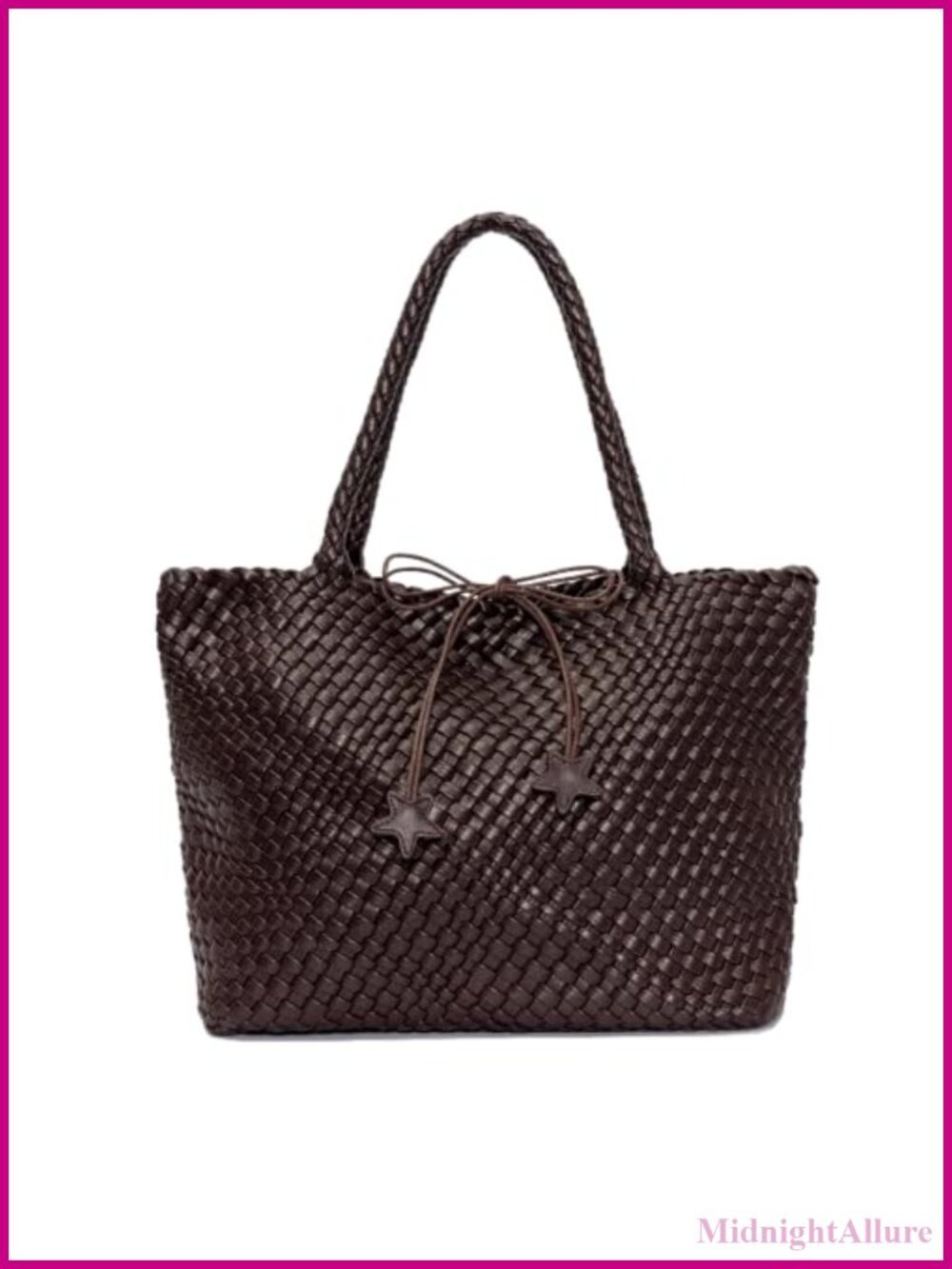 Faux Leather Woven Tote Handbag Set Vegan Leather Shoulder Purse With Pouch